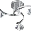 Searchlight Chrome Curved Semi Flush 3 Light With Clear Glass Shades