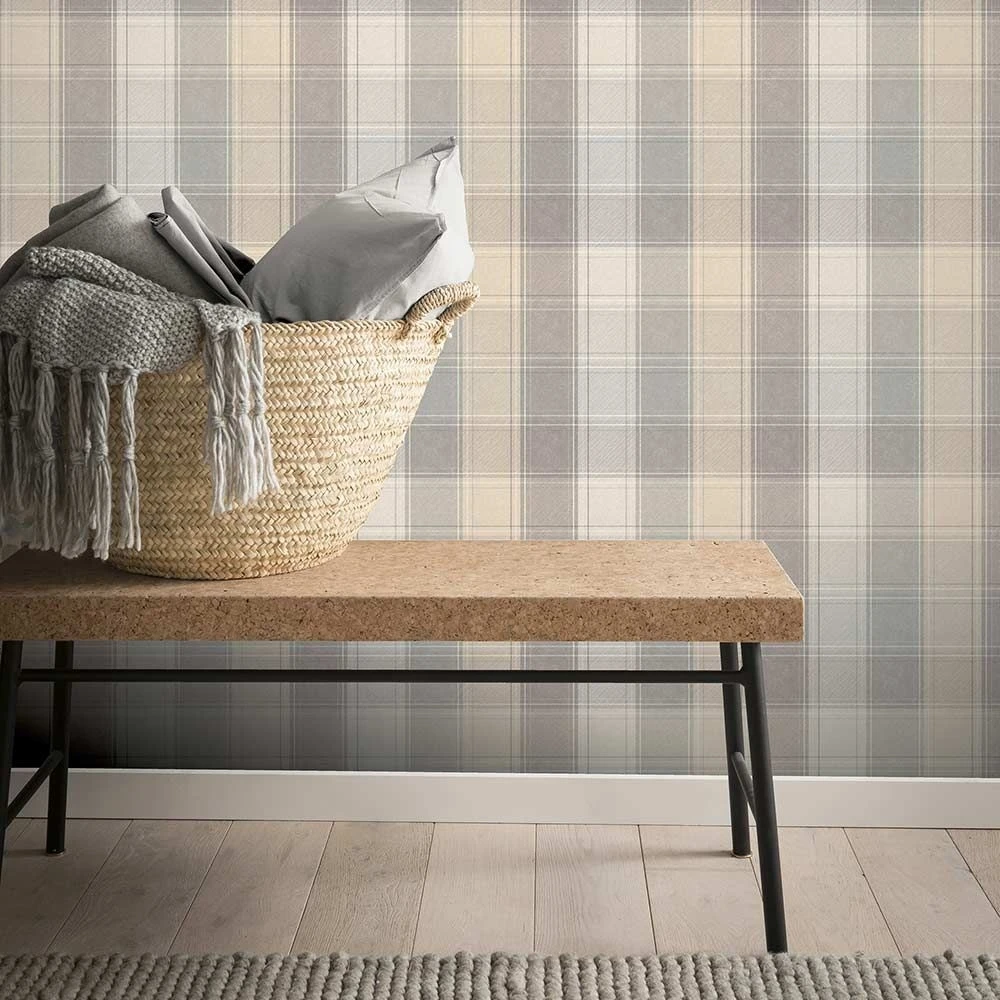 Arthouse Country Check Grey Wallpaper 2 Arthouse Country Check Grey Wallpaper - Image 2