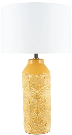 Pacific Lifestyle Embossed Mustard Ceramic Table Lamp