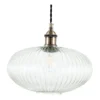 Pacific Lifestyle Clear Ribbed Round Glass Electrified Pendant