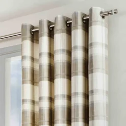 Fusion Balmoral Check Eyelet Nautral Curtains -Household Items 34501 16117