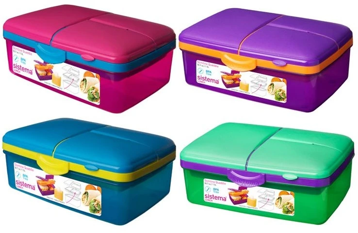 Sistema 1.5L Slimline Quaddie Coloured Lunch Box 1 Sistema 1.5L Slimline Quaddie Coloured Lunch Box