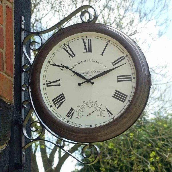 Greenwich Station Wall Clock & Thermometer 15' 1 Greenwich Station Wall Clock & Thermometer 15'