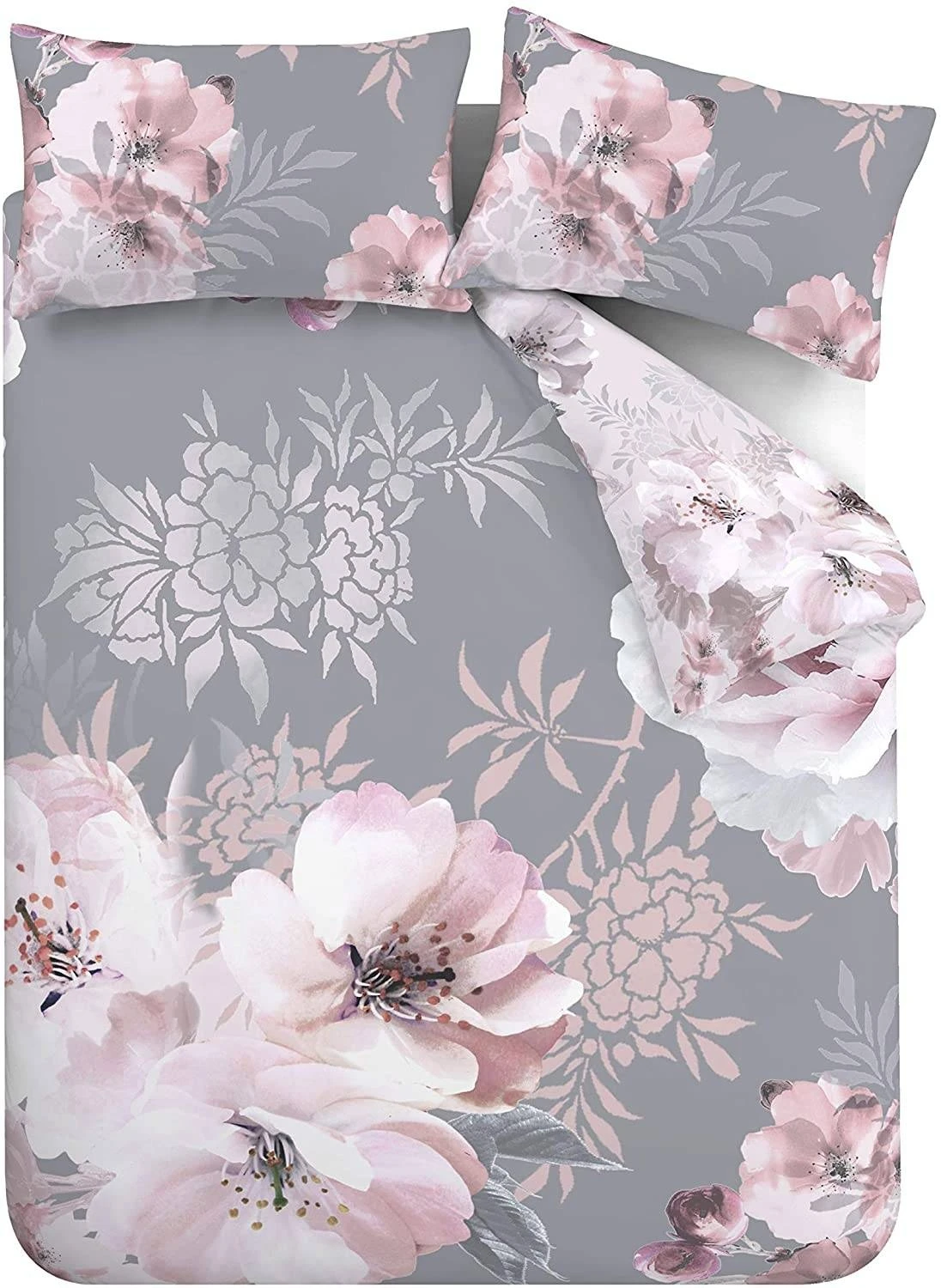 Catherine Lansfield Dramatic Floral Grey Duvet Set 2 Catherine Lansfield Dramatic Floral Grey Duvet Set - Image 2