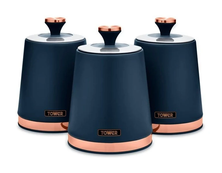 Tower Cavaletto Set Of 3 Canisters Blue 1 Tower Cavaletto Set Of 3 Canisters Blue
