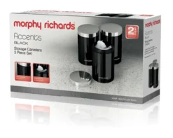 Morphy Richards Accents Set Of 3 Canisters Black -Household Items 42720 7895