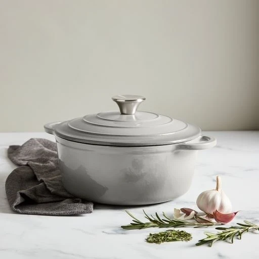 Simply Home Cast Iron 22cm Round Casserole - Grey 1 Simply Home Cast Iron 22cm Round Casserole - Grey