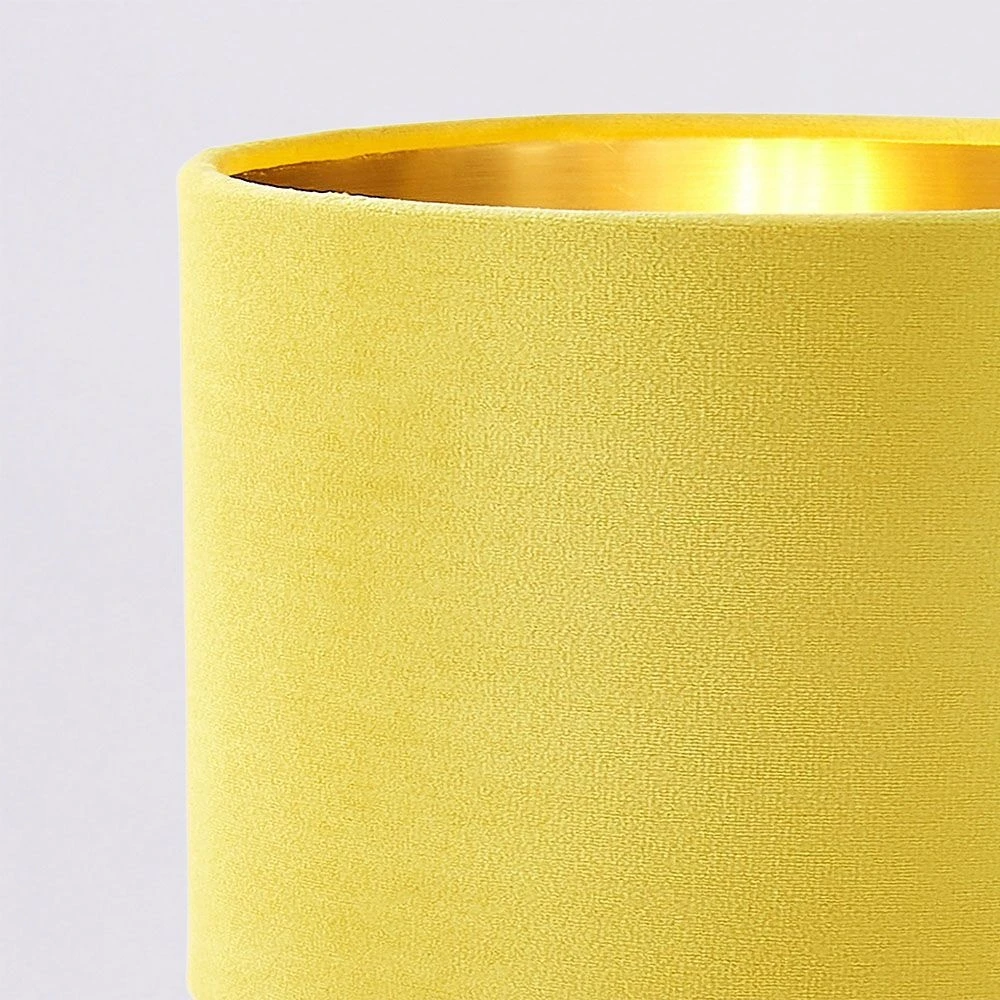 BHS Velvet Table Lamp Ochre & Brass 3 BHS Velvet Table Lamp Ochre & Brass - Image 3