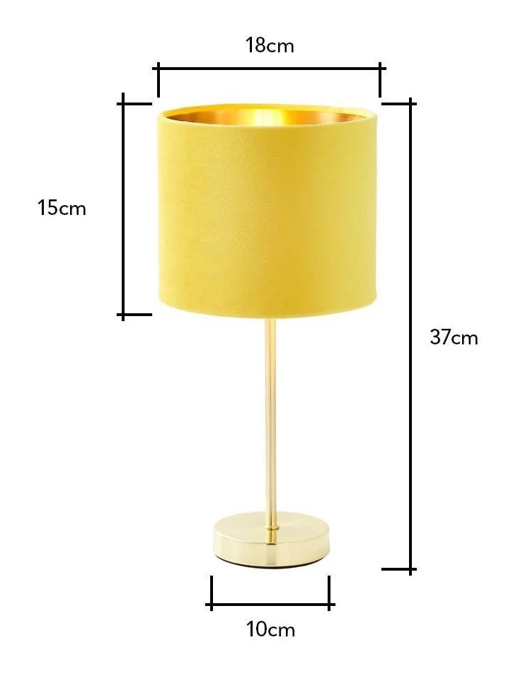 BHS Velvet Table Lamp Ochre & Brass 4 BHS Velvet Table Lamp Ochre & Brass - Image 4