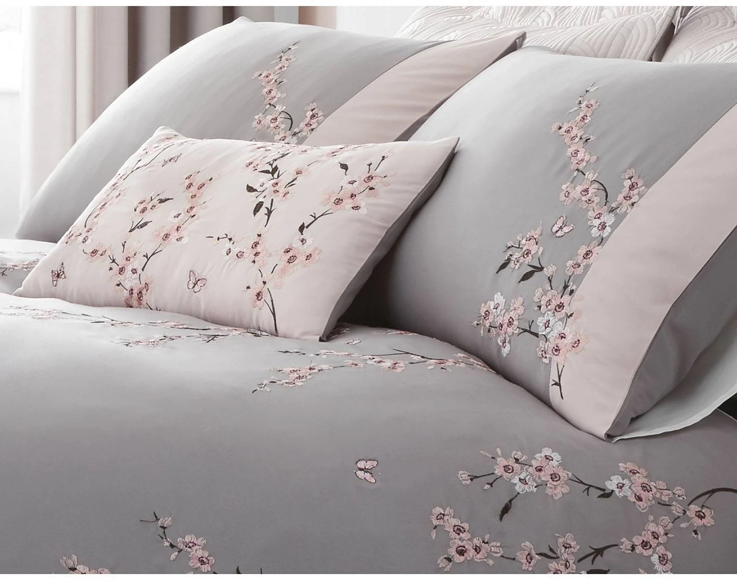 Catherine Lansfield Signature Blossom Grey Cushion 2 Catherine Lansfield Signature Blossom Grey Cushion - Image 2