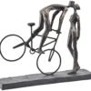 Libra Antique Bronze Kissing Couple On Bike Sculpture