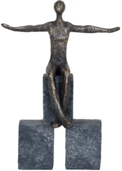 Libra Bronze Blocks Sitting Woman Sculpture