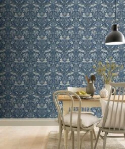 Arthouse Folk Floral Denim Blue Wallpaper 7 Arthouse Folk Floral Denim Blue Wallpaper -Household Items 48692 37239