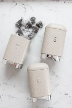 KitchenCraft Lovello Set Of 3 Cannisters Latte -Household Items 49155 36117