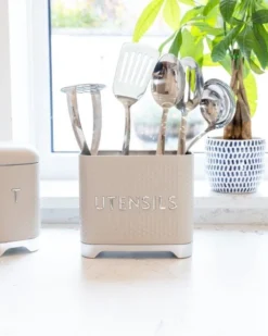 KitchenCraft Lovello Utensil Storage Tin Latte -Household Items 49192 36021