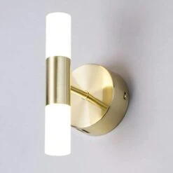 BHS Lois Twin Frosted Wall Light Satin Brass 5 BHS Lois Twin Frosted Wall Light Satin Brass -Household Items 50013 33768