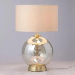 BHS Metro Clear Glass Sphere Table Lamps Lamp Satin Brass. 6 BHS Metro Clear Glass Sphere Table Lamps Lamp Satin Brass. -Household Items 50014 33772
