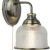 Searchlight Bistro II Wall Light - Antique Brass & Halophane Glass