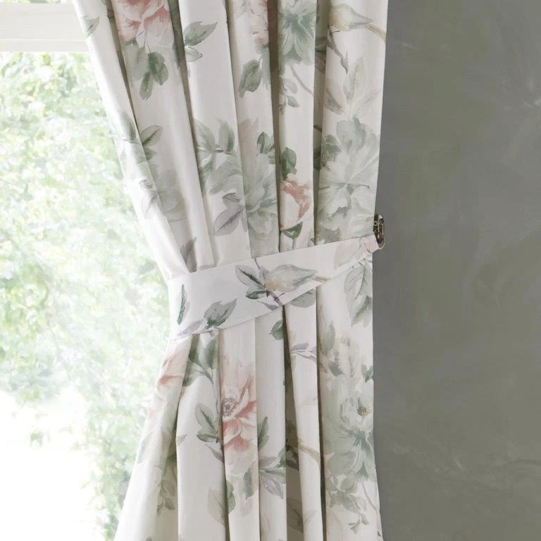 Appletree Campion Green/Coral 66x72 Curtains 2 Appletree Campion Green/Coral 66x72 Curtains - Image 2