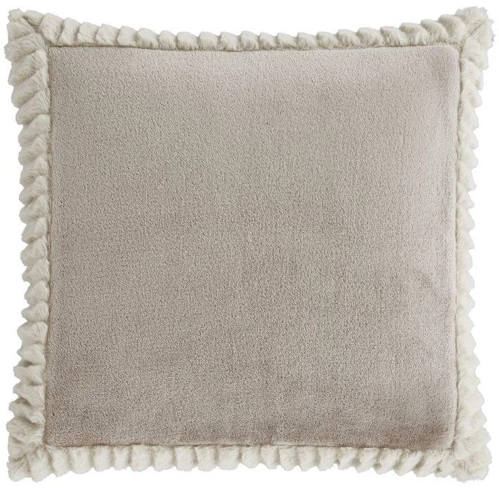 Catherine Lansfield Velvet & Fur Cushion Natural 1 Catherine Lansfield Velvet & Fur Cushion Natural