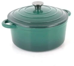 Simply Home Cast Iron Casserole Dish 22cm Emerald Green