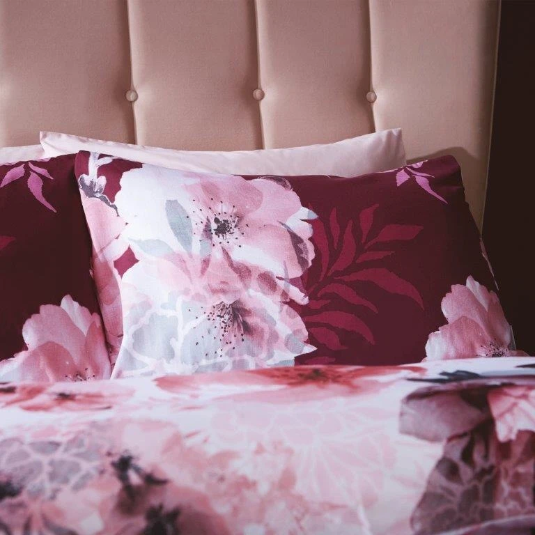 Catherine Lansfield Dramatic Floral Claret Duvet Set 1 Catherine Lansfield Dramatic Floral Claret Duvet Set
